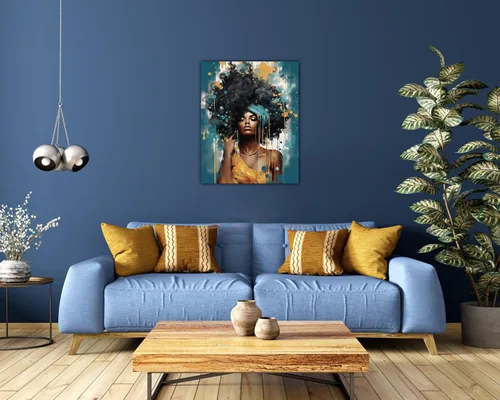 Vista 220 de Arte de pared afroamericano, decoración de rey y reina bailarín negro para sala de estar, arte de pareja de amor negro para dormitorio, lienzo