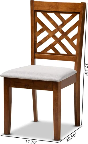 Vista 3 de Baxton Studio Caron - Juego de sillas de comedor (2 piezas, tela gris tapizada con madera con acabado marrón nogal)