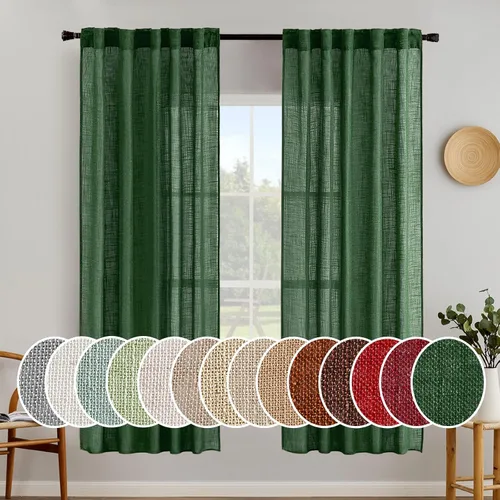 Vista 102 de MIULEE - Cortinas semitraslúcidas suaves y gruesas con textura de lino para cocina y ventana de baño, con trabilla trasera y bolsillo para Blanco