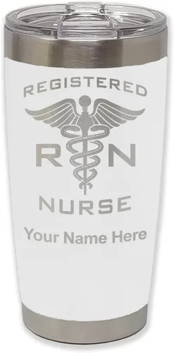 Vista 46 de LaserGram Vaso aislado al vacío de 20 onzas, enfermera registrada RN, grabado personalizado incluido (negro)