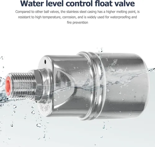 Vista 6 de Válvula de flotador de canal de agua de acero inoxidable Válvula automática de control de nivel de agua para tanques piscinas estanques entrada
