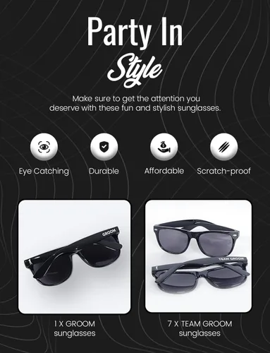 Vista 2 de Gafas de sol para despedida de soltero – Juego de 1 gafas de sol para novio y 7 equipos Padrinos de boda regalo de boda regalos de boda