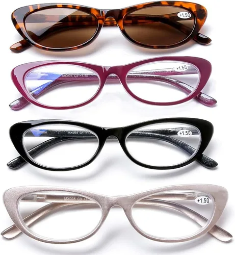 Vista 8 de AQWANO Cat Eye Reading Glasses Women - Blue light block Computer Readers Eyeglasses