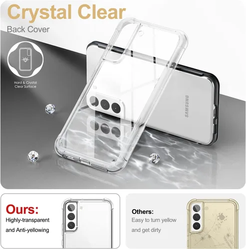 Vista 3 de SURITCH Funda transparente para Samsung Galaxy S22 de 6.1 pulgadas (solamente), [protector de pantalla integrado] carcasa rígida protectora
