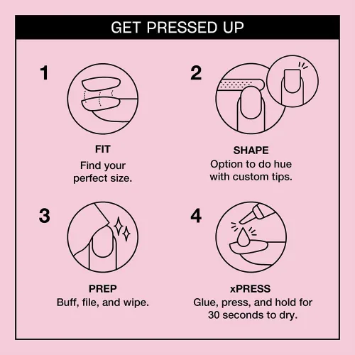 Vista 4 de OPI xPRESS/ON Press on Nails Short Round Classic, Long Almond & Coffin Shape Press-On Professional Nail Art Kit