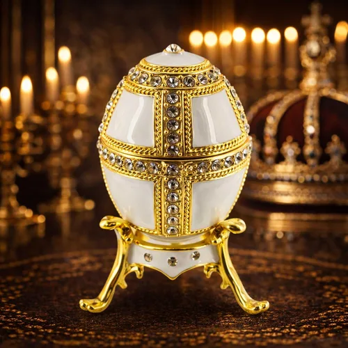 Vista 2 de BestPysanky 1890 Palacios Daneses Huevo de Pascua Imperial Real en Blanco