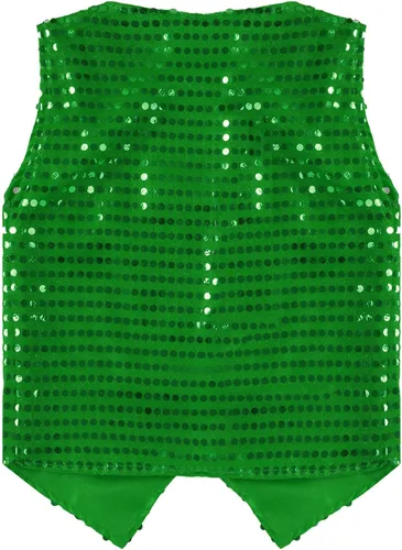 Vista 2 de ZUYPSK Chaleco sin mangas con lentejuelas brillantes para niñas y niñas, chaleco con cuello en V, hip hop, jazz, danza, actuación