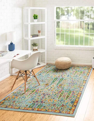 Vista 18 de Unique Loom Calypso Collection - Alfombra rectangular de 2 x 3 pies, color aguamarina y azul marino