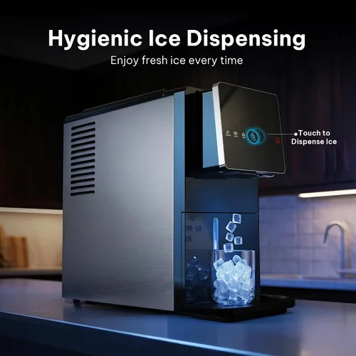 Vista 2 de Silonn Nugget - Máquina de hielo para encimera, hielo de caída automática Acero inoxidable