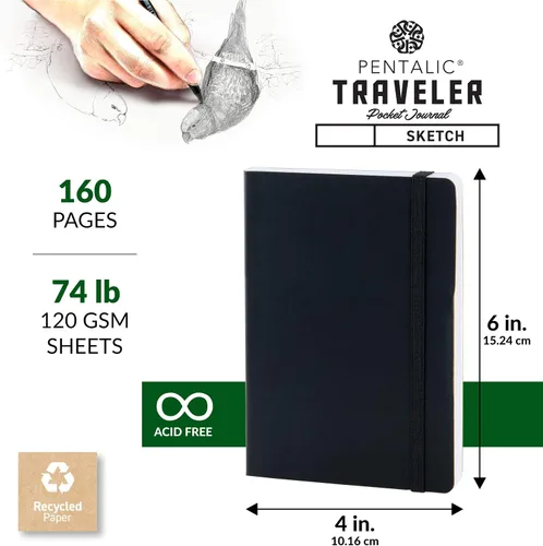 Vista 3 de Cuaderno de bocetos Travelers Dot Grid Pentalic Art, libre de ácidos