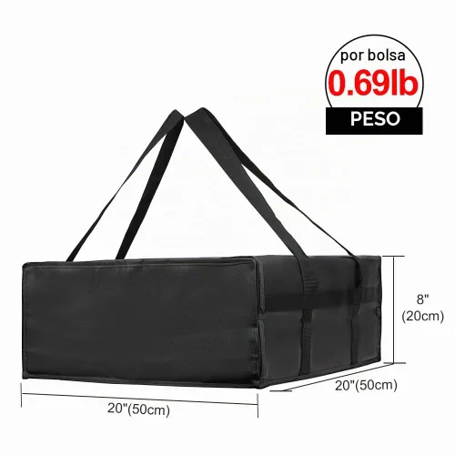 Vista 2 de Bodaon Bolsa de entrega de pizza aislada, 20" x 20" x 8" bolsas calentadoras de pizza para mantener caliente, bolsa aislada para entrega de Negro