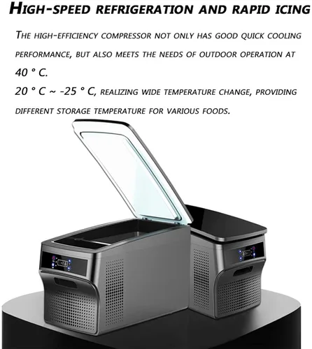 Vista 2 de Refrigerador portátil para automóvil, enfriador de automóvil -4.0 °F a 68.0 °F Compresor eléctrico basado en compresor 12V/24V para vehículos