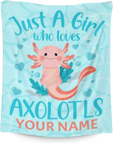 Vista 14 de Axolotl - Manta de regalo de 30 x 40 pulgadas, bonita manta para niñas, mantas suaves y peludas azules para sofá y oficina