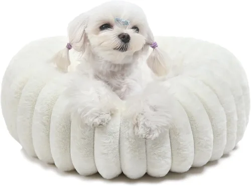 Vista 8 de Mini Dog Bed for Very Small Dogs & Cats Washable, Fluffy Round Extra Small Kitten Beds for Indoor Kittens, Ultra-Soft Tiny Puppy Cat Donut Bed for