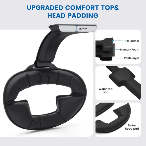 Vista 5 de Lampelc Head Strap Accessories for OculusMeta Quest 3, 6000mah Battery Pack Elite Strap with LED Display, RGB Lights, Headset Strap Replacement for