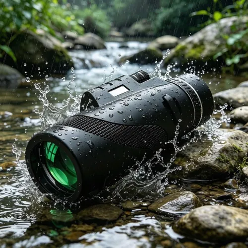 Vista 3 de Telescopio monocular alto de 12 x 50, regalo de cumpleaños para hombres, monocular compacto impermeable con adaptador de teléfono y trípode Negro