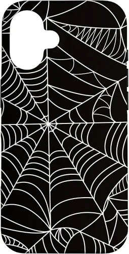 Vista 28 de iPhone 12/12 Pro blanco y negro araña web Único estuche de Halloween de Artsy moderno