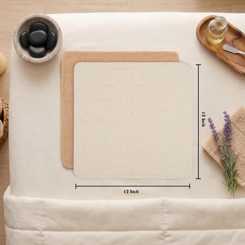 Vista 2 de Paquete de 10 paños de rizo de 12 x 12 pulgadas, color beige y crema, altamente absorbentes, suaves al tacto y multiusos para uso diario