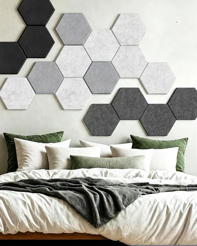 Vista 9 de Paquete de 12 paneles de pared acústicos decorativos Black/Grey