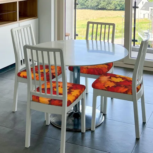 Vista 6 de Fundas de asiento para silla cuadrada de comedor de otoño de 16.9 pulgadas, dos piezas, funda de cojín elástica ajustable de repuesto extraíble