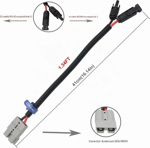 Vista 4 de COMeap Conector de panel solar para Anderson 10AWG, compatible con MC-4 a 50A/600 V Anderson Cable de extensión de carga para generador solar