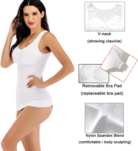 Vista 5 de Camisola de compresión para mujer con almohadillas de brasier extraíbles integradas