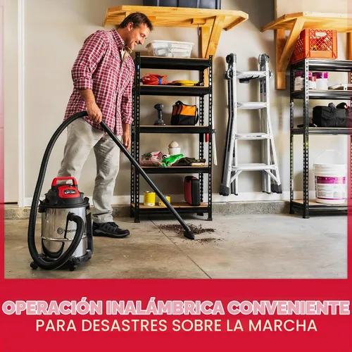 Vista 3 de Vacmaster DVOM204S 1101 4-Gal 20V Inalámbrico Acero Inoxidable Aspiradora Seca Roja