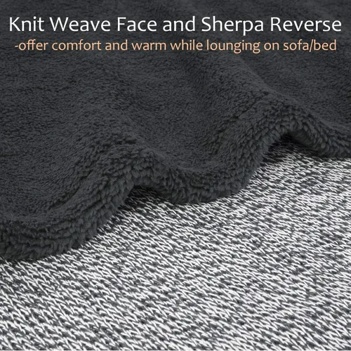 Vista 2 de Manta de punto Sherpa súper suave y acogedora con forro polar de felpa para entrenador y cama de 50 x 60 pulgadas, reversible, cálida para todas