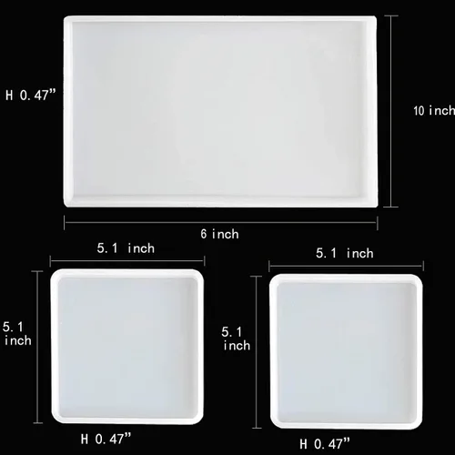 Vista 2 de Moldes grandes de resina de silicona, 3 moldes de resina de geoda de ágata, incluye 2 moldes cuadrados para posavasos cuadrados, molde rectangular