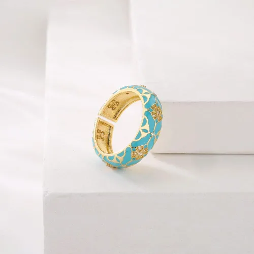 Vista 2 de Anillos de trébol de cuatro hojas para mujer, ajustable, delicado, esmaltado, joyería de la suerte