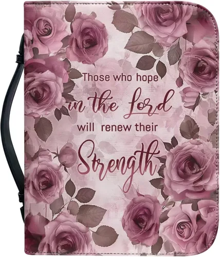 Vista 23 de Cubierta de la Biblia de diseño personalizado Funda de libro con cremallera de cuero PU Funda de transporte de Biblia multifunción Regalo