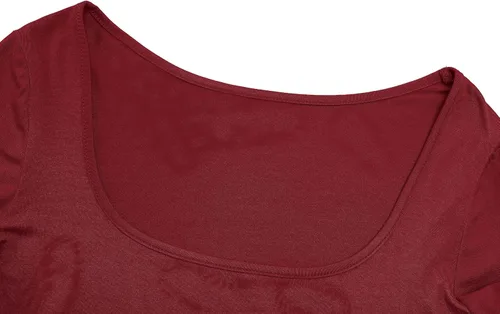 Vista 3 de Camisetas cortas ligeras con cuello cuadrado, manga larga, ajustadas, básicas, para mujer