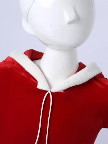 Vista 6 de Shinsto Vestido de Navidad con capucha para niños y niñas, vestido tipo túnica de terciopelo