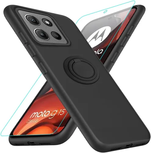Vista 11 de Funda compatible con Blackview Shark 6/Oscal Tiger 8 con protector de pantalla, soporte de anillo giratorio de 360°, TPU a prueba de golpes, funda