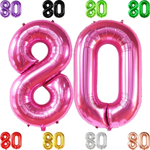 Vista 12 de KatchOn, Globos gigantes negros del número 80, 40 pulgadas, decoraciones de feliz cumpleaños 80 para mujer, globos de cumpleaños de 80 años
