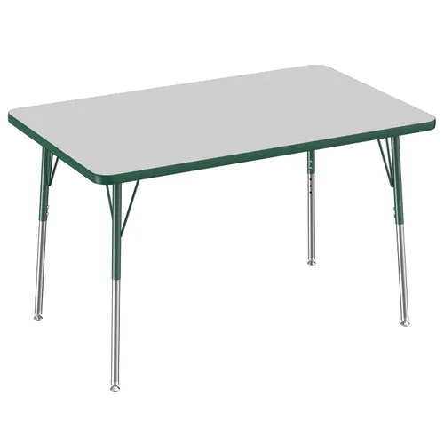 Vista 105 de FDP - Mesa rectangular para actividades escolares y de oficina (24 x 36 pulgadas), patas estándar con deslizadores giratorios, altura ajustable