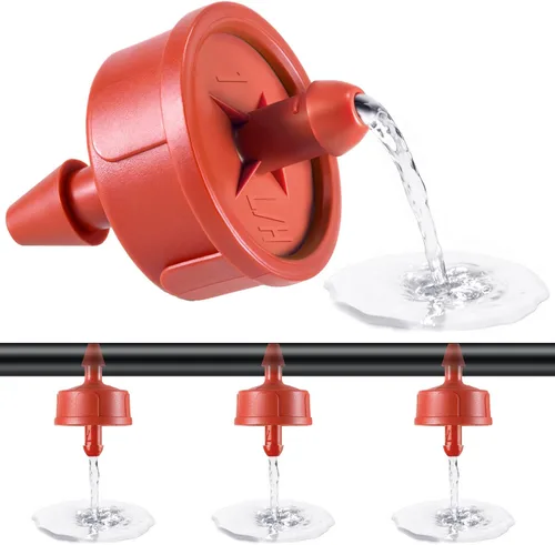 Vista 9 de 50 goteros/emisores de riego por goteo compensadores de presión de 0.25 GPH, antiobstrucciones y autolimpiantes emisores de riego por goteo