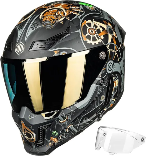 Vista 16 de ILM Cascos para Motocicleta para Adultos Hombres Mujeres Casco Integral DOT ECE con Visor Dual para Carreras en Calle con Pinlock Modelo MF509