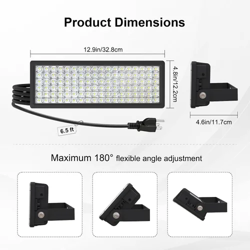 Vista 9 de Kekeou Luz de inundación LED de 100 W para exteriores con enchufe e interruptor y cable de alimentación de 6.56 pies, 14000 lm 6500 K, área LED