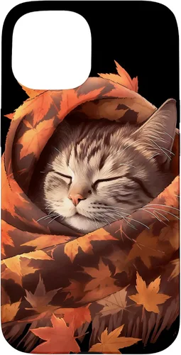 Vista 6 de Funda para iPhone 13 American Shorthair Cat Kitten Autumn Fall Leaves Case