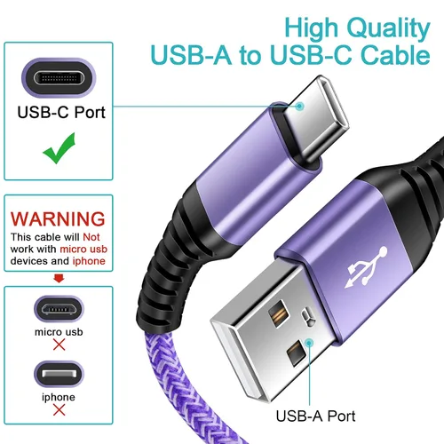Vista 4 de Cable USB C S25 Ultra Samsung [2 unidades, 3 pies] USB A a USB C Cable de carga Fast Charging Cord Type C Compatible with Galaxy S26 Ultra S25 FE
