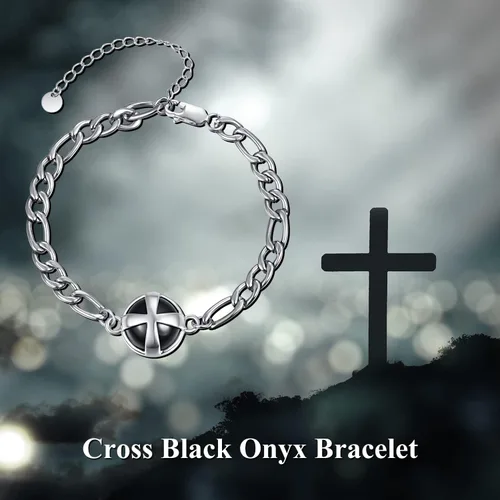 Vista 6 de ADMETUS 925 Sterling Silver Amulet Bracelet Cross Bracelet for Men with 72 Adjustable Chain