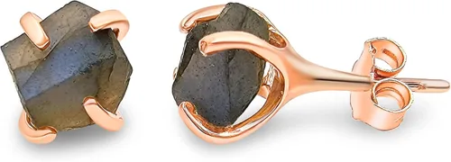 Vista 85 de Aretes de piedra preciosa natural en bruto con oro rosa sobre plata de ley 925, 6 a 0.276 in, regalo de piedra de nacimiento de calidad genuina