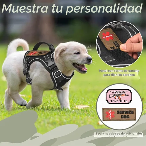 Vista 2 de Arnés táctico XS para perro, chaleco de servicio militar para perro con mango vertical, chaleco para cachorros pequeños sin tirones para Negro