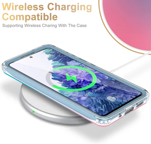 Vista 3 de Esdot Funda compatible con Samsung Galaxy S20 FE con protector de pantalla integrado, con diseño de moda azul y rosa para mujeres y niñas, funda
