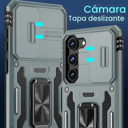 Vista 3 de DEERLAMN Funda para Samsung Galaxy S23+ Plus con cubierta deslizante para cámara+protector de pantalla (1 paquete), soporte giratorio con anillo