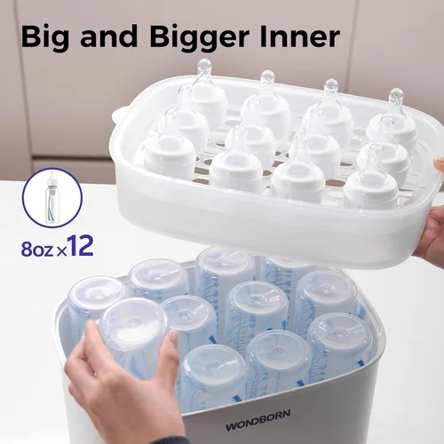 Vista 4 de Esterilizador y secadora de biberones, 99.999% de esterilización profunda, desinfección rápida de 6 minutos, hasta 12 botellas, filtro HEPA, todo