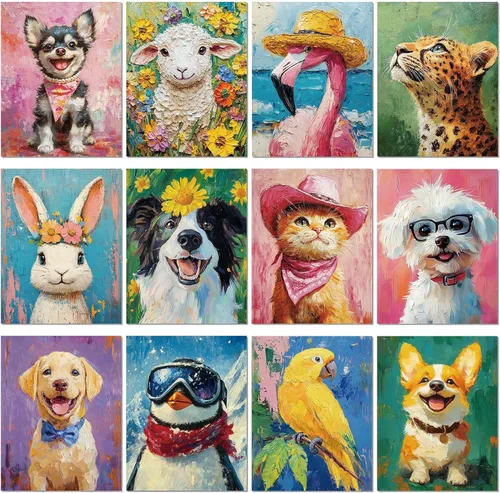 Vista 24 de Sherr 12 lienzos predibujados preimpresos para adultos, para sorber y pintar, lienzos de fiesta, kit de pintura para verano, Pascua, Día de la Madre