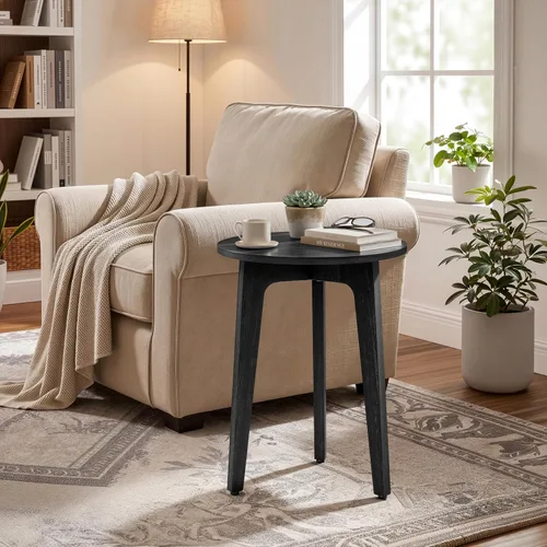 Vista 8 de VASAGLE Colección MAEZO - Mesa auxiliar, Mesa auxiliar rectangular pequeña de 2 niveles, 11.8 x 18.9 x 21.8 pulgadas, Mesita de noche con patas