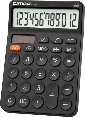 Vista 12 de CATIGA Calculadora de escritorio de 12 dígitos Calculadora de escritorio básica con pantalla LCD grande, botones grandes, 4 funciones, energía solar